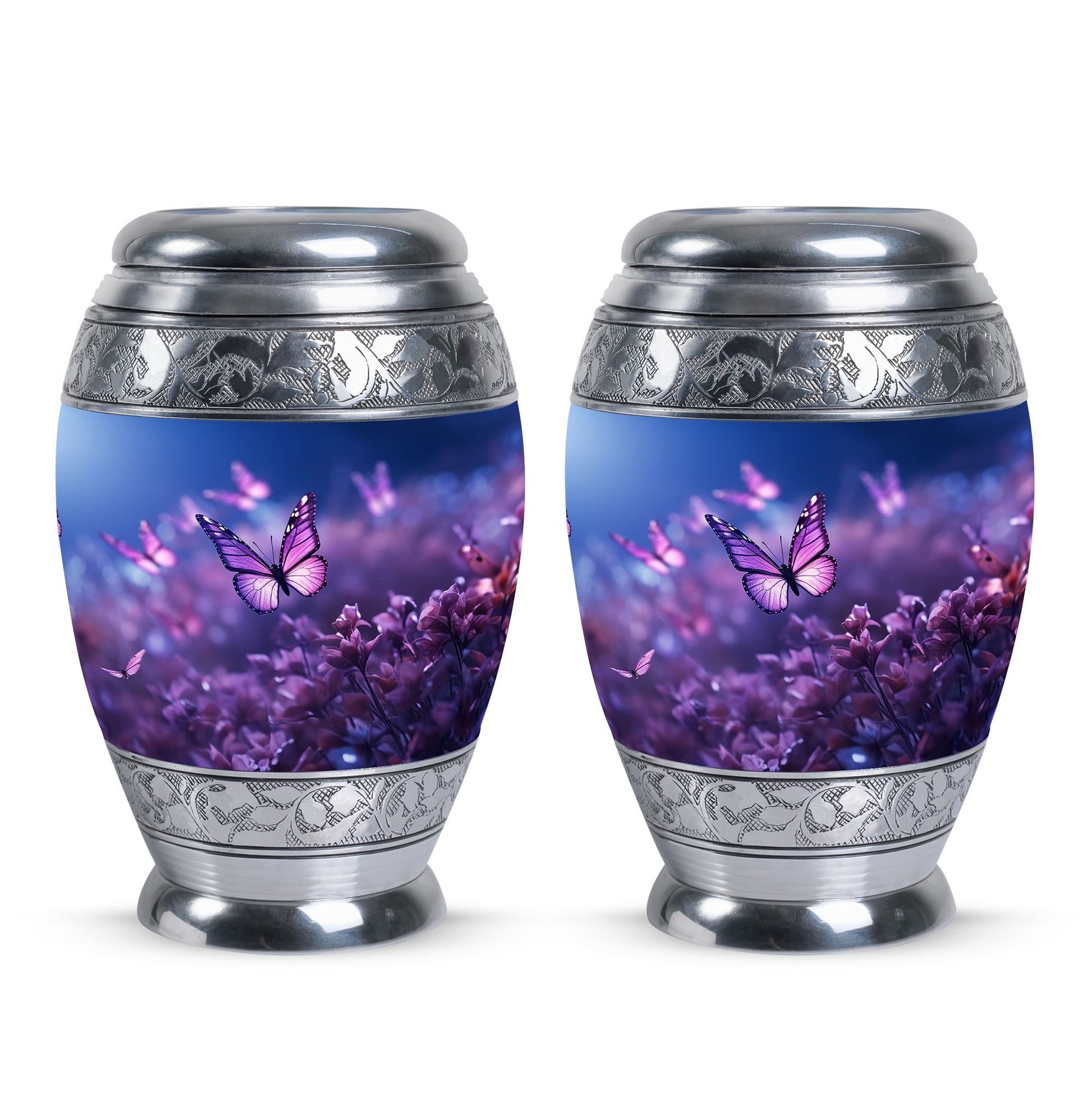 Classic 3-inch Butterflies fly Sunset Meadow Cremation Urn.