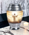 Classic Jesus Christ with Holy Cross memorial urn.