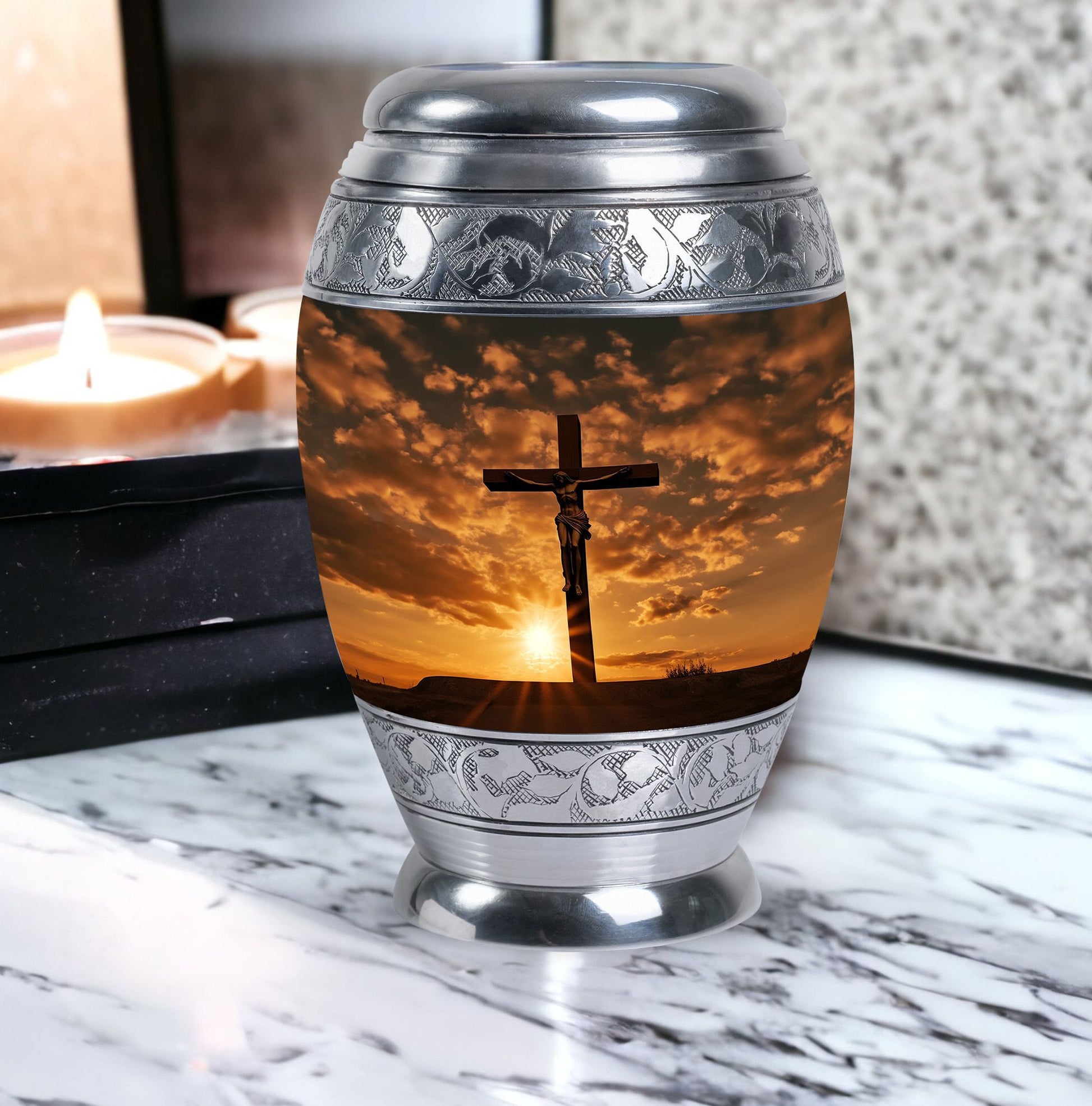 Jesus on the cross Memorial Urn for storing human ashes