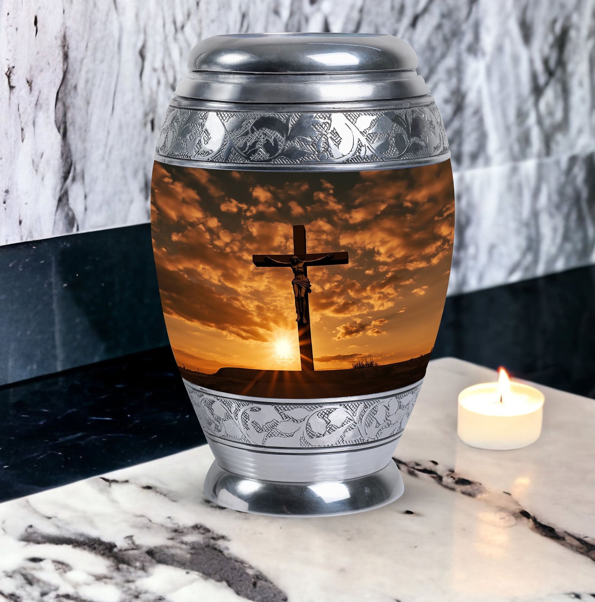 Jesus on the cross Memorial Urn for storing human ashes