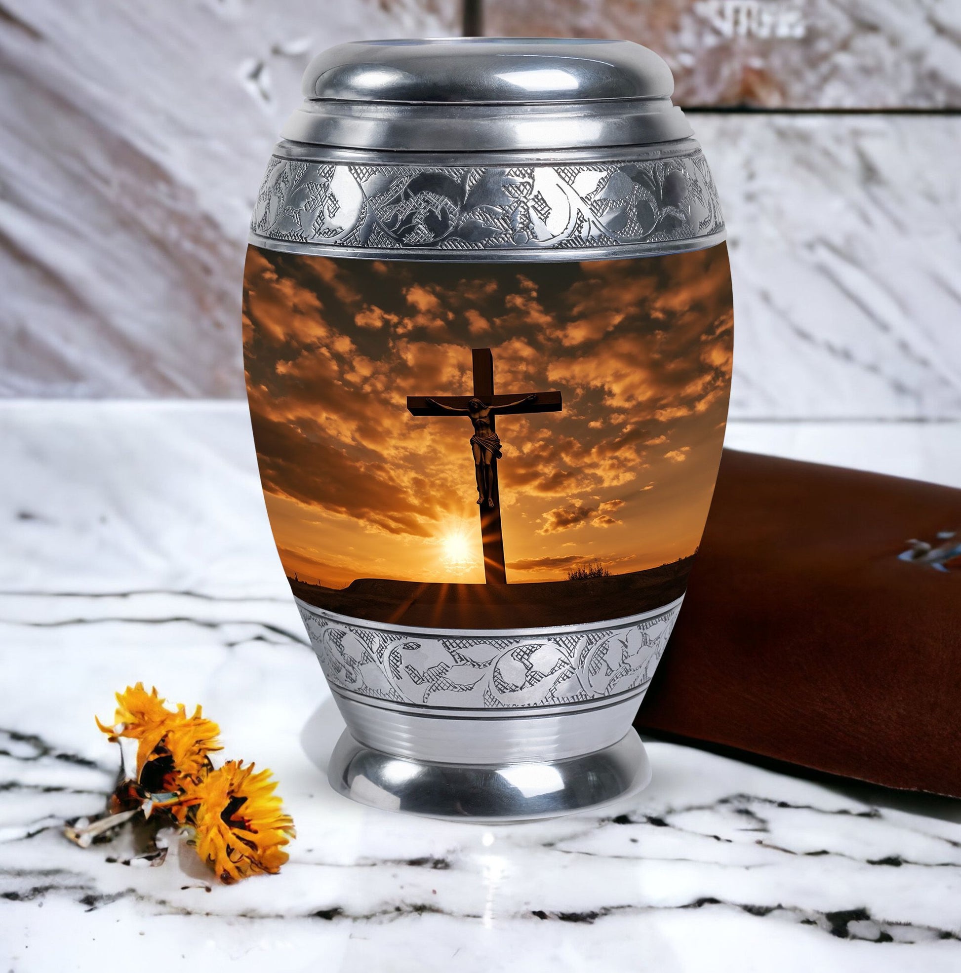 Jesus on the cross Memorial Urn for storing human ashes