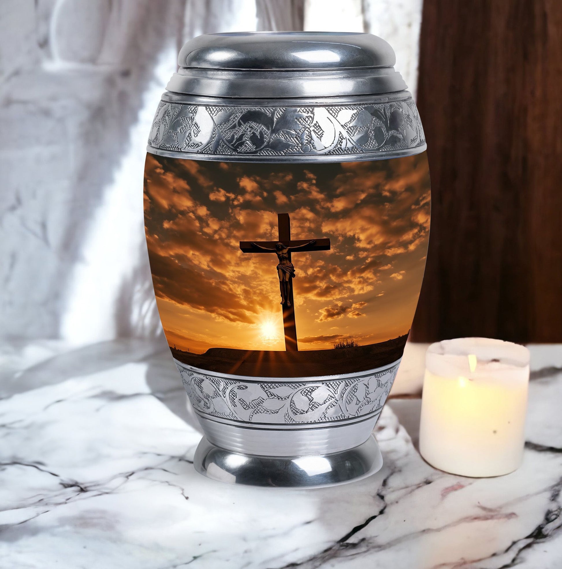 Jesus on the cross Memorial Urn for storing human ashes