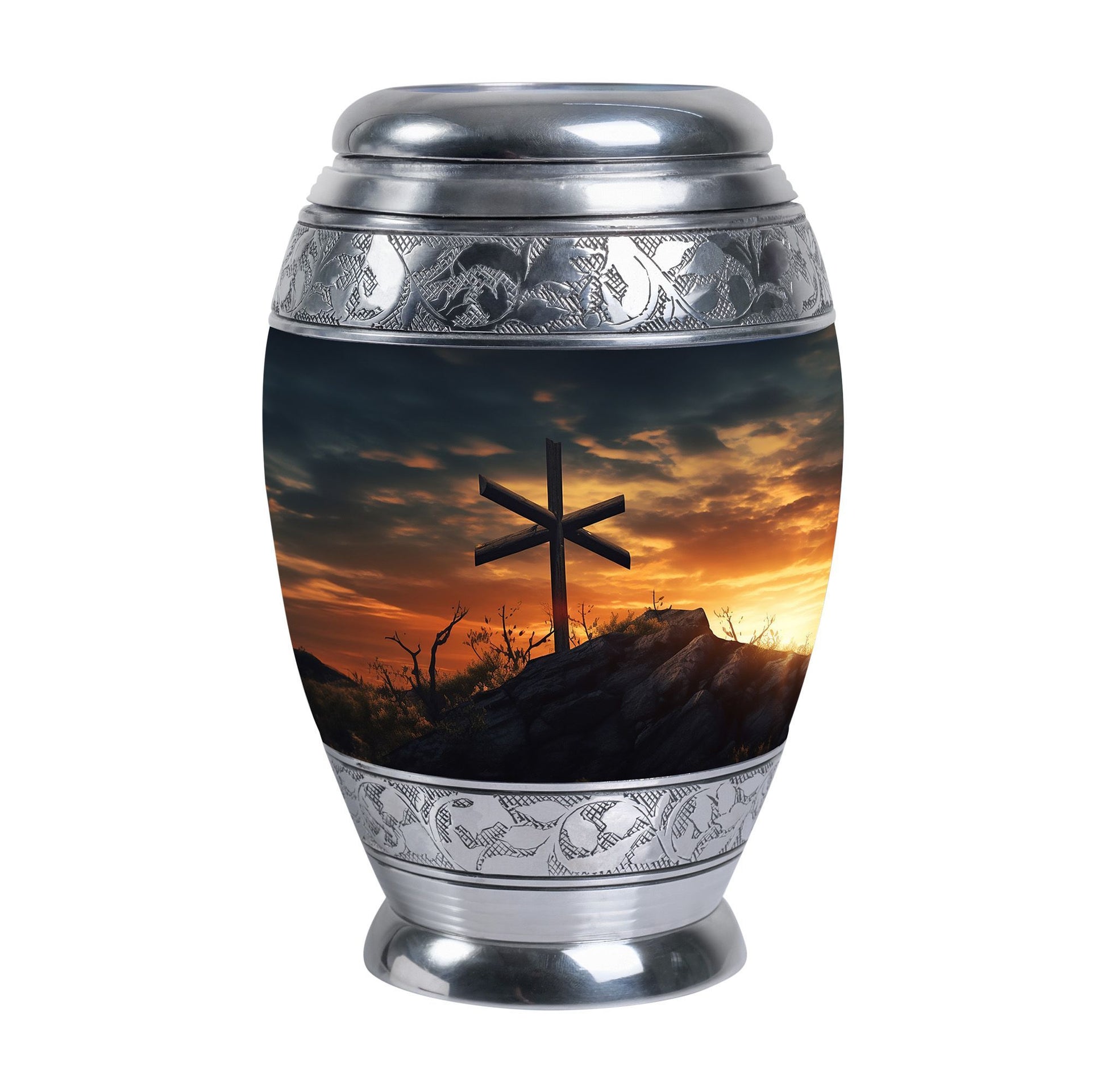 Classic Christ Cross Cremation Urn, suitable for burial