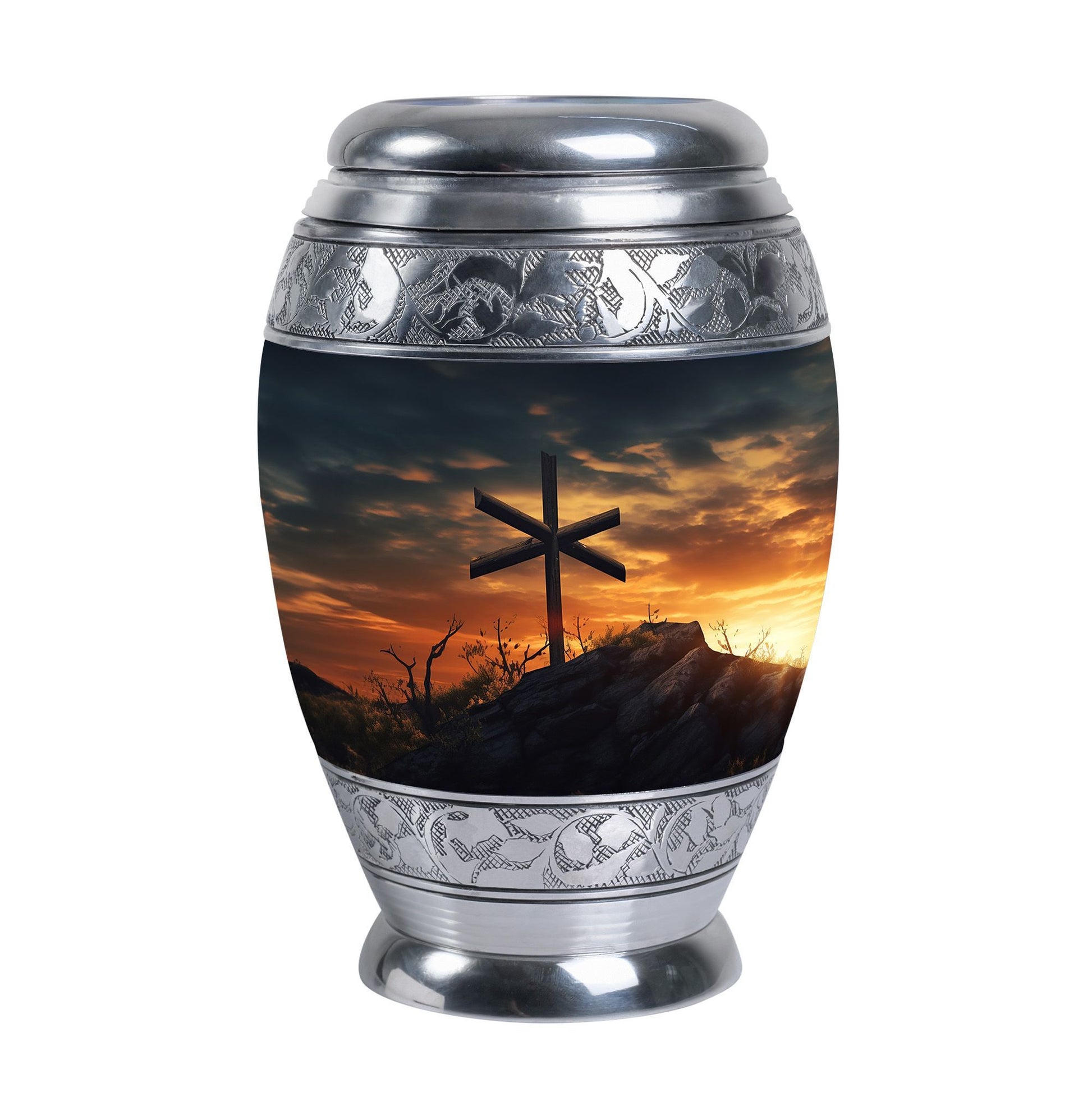 Classic Christ Cross Cremation Urn, suitable for burial