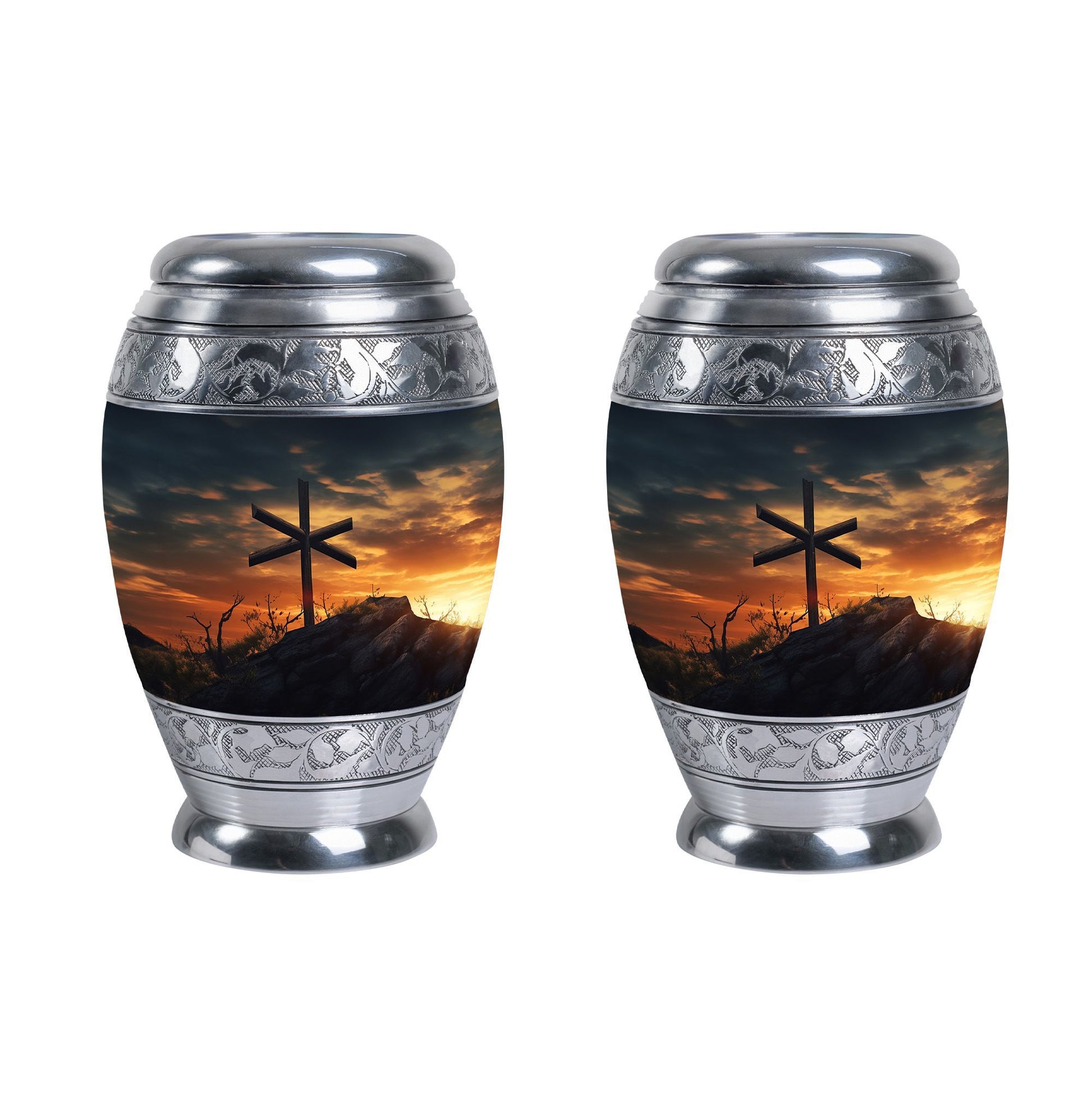 Classic Christ Cross Cremation Urn, suitable for burial