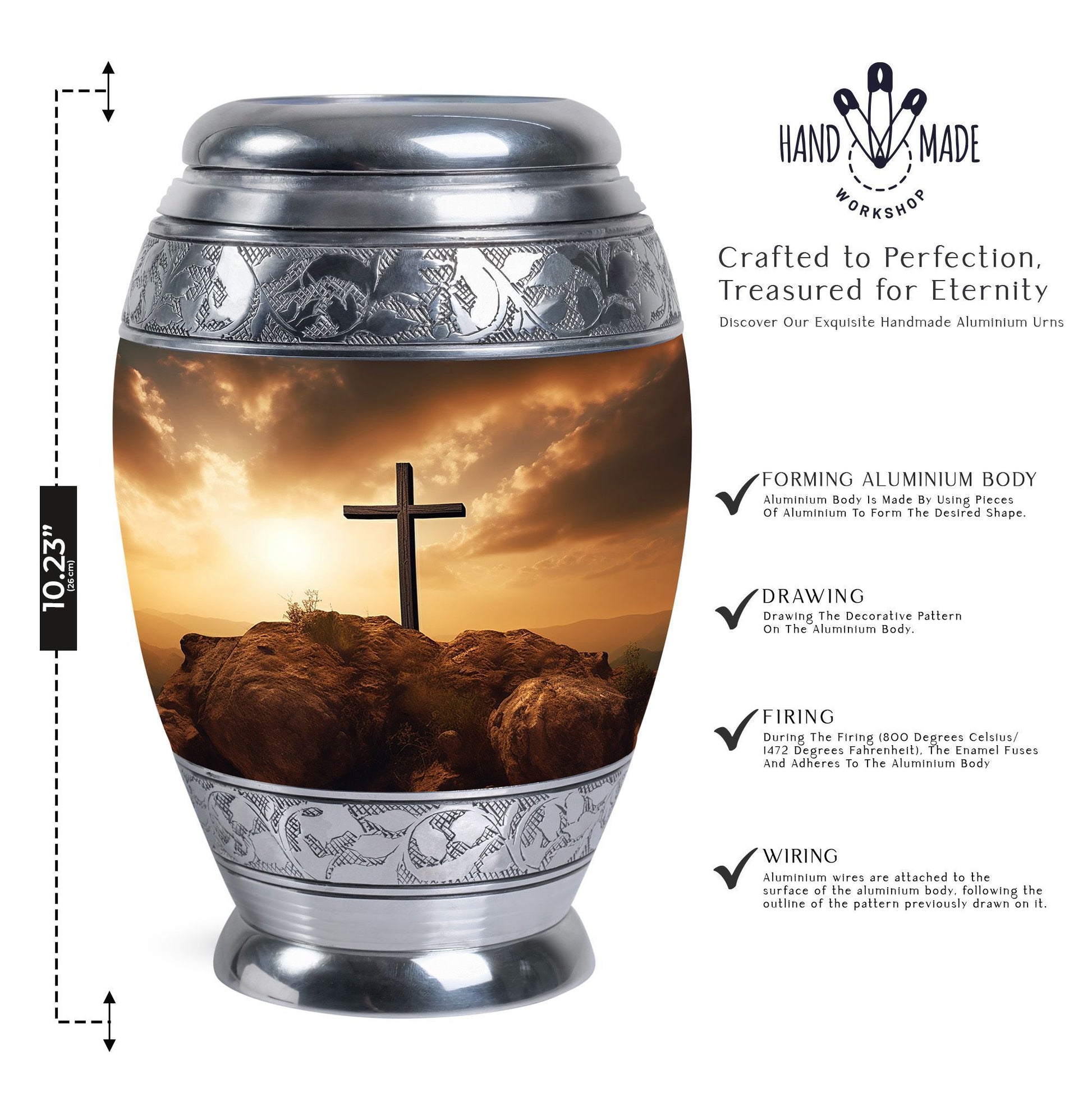 Jesus Christ Cross Urn, classic urn for cremation ashes