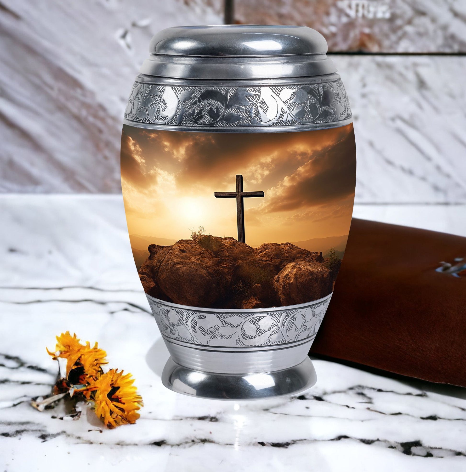 Jesus Christ Cross Urn, classic urn for cremation ashes