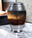 Classic Jesus Christ Cross Cremation Urn made of Aluminium.