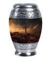 Classic Jesus Christ Cross Cremation Urn made of Aluminium.