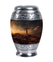 Classic Jesus Christ Cross Cremation Urn made of Aluminium.