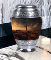 Classic Jesus Christ Cross Cremation Urn made of Aluminium.