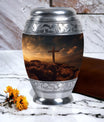 Classic Jesus Christ Cross Cremation Urn made of Aluminium.