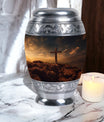 Classic Jesus Christ Cross Cremation Urn made of Aluminium.