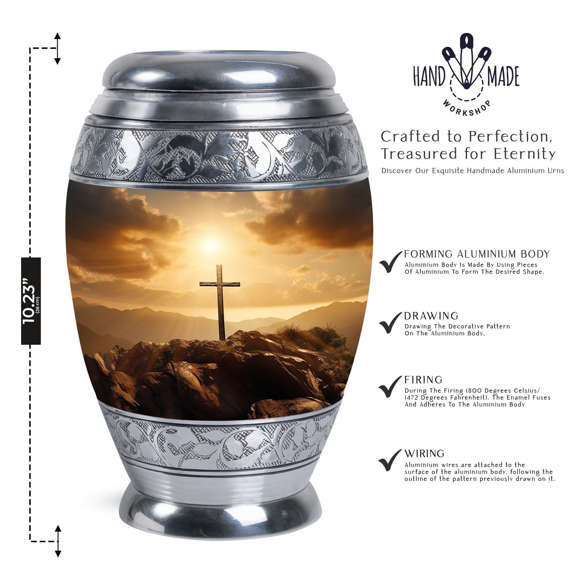 3 Inch Jesus Cross Memorial Urn with Personalized Engraving