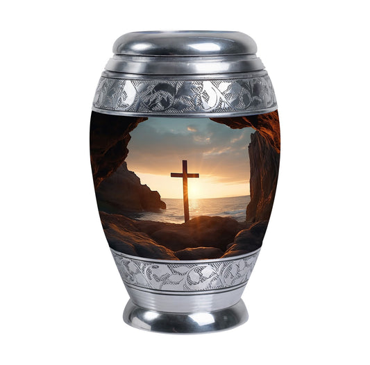 Ocean Jesus Cross Urn for Human Ashes Classic Cremation Urn