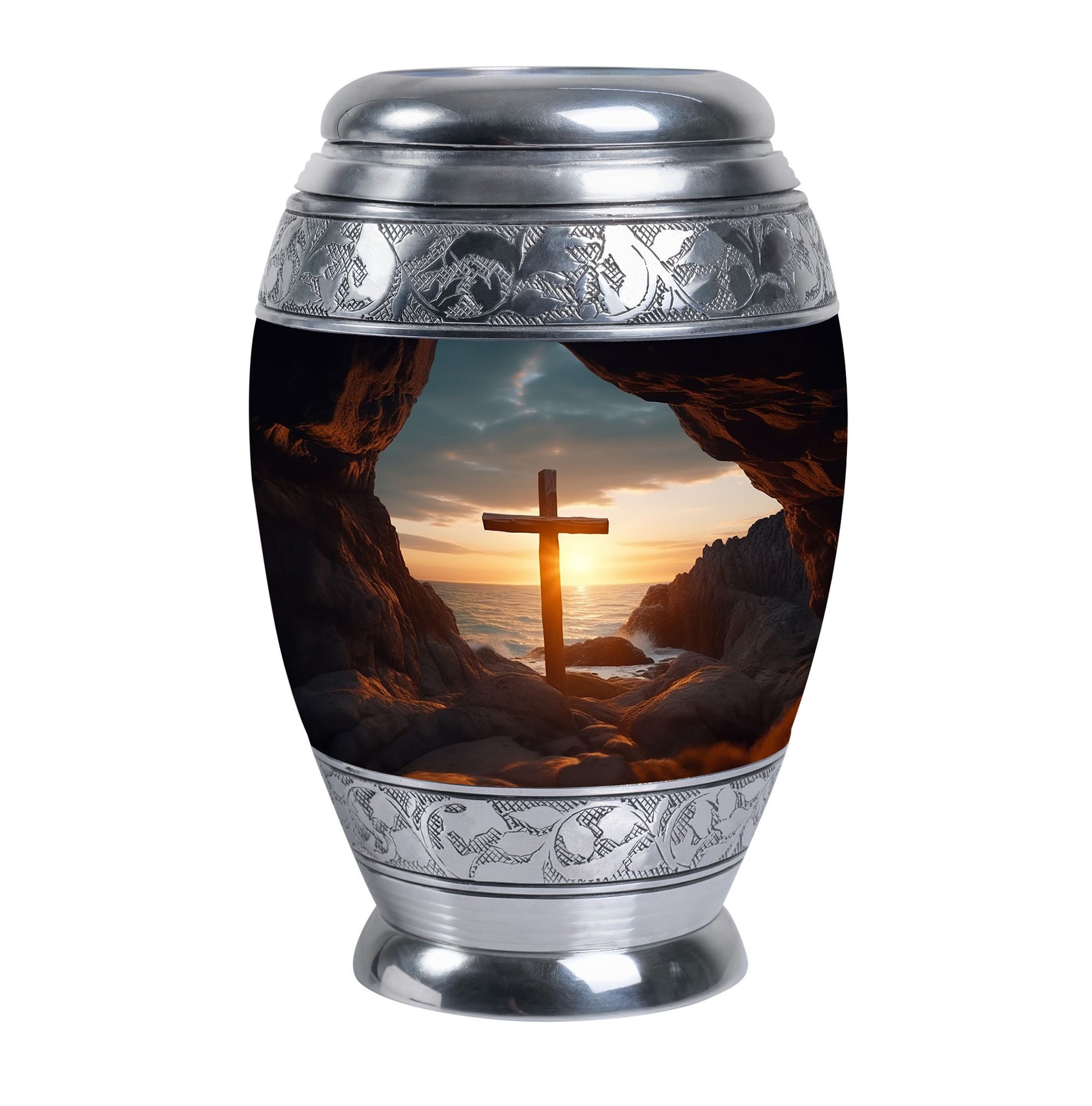 3 Inch Ocean Jesus Cross Urn, with Custom Engraving