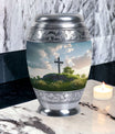 Jesus Christ cross burial urn made of aluminium