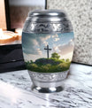 Jesus Christ cross burial urn made of aluminium