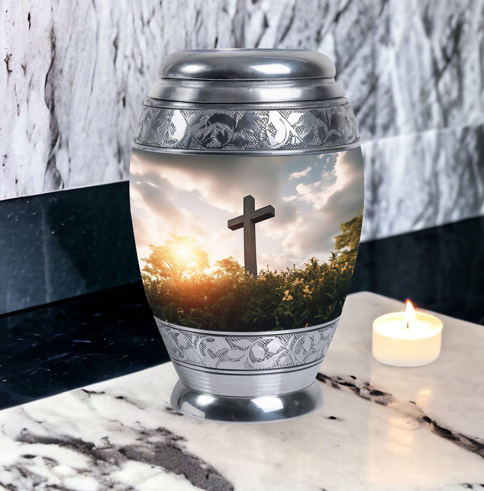 3-inch Aluminium Jesus Christ cross Cremation Urn