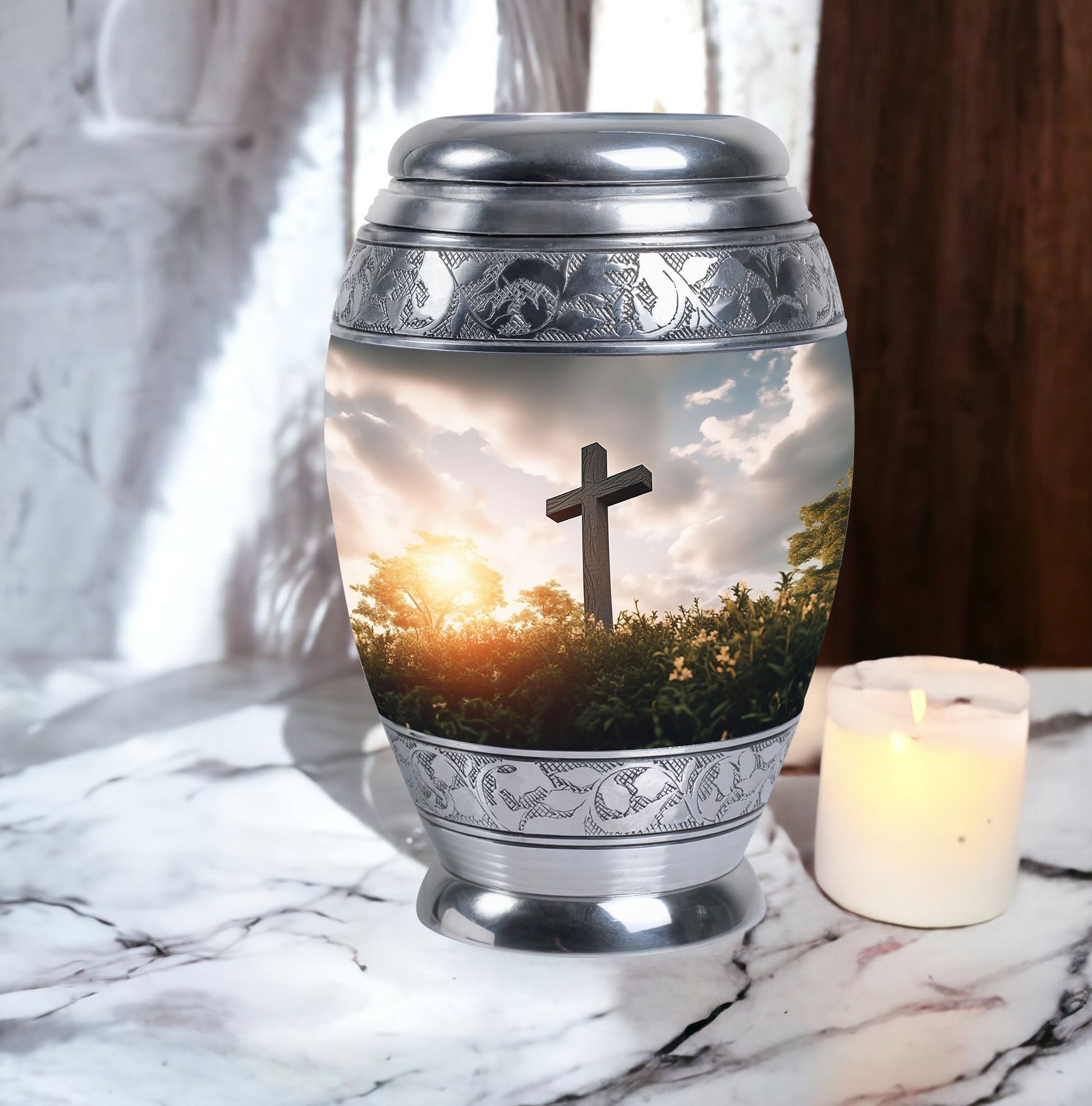 3-inch Aluminium Jesus Christ cross Cremation Urn