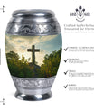 Classic Jesus Christ cross Memorial Urn, 3 inch Metal Urn for ashes