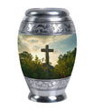 Classic Jesus Christ cross Memorial Urn, 3 inch Metal Urn for ashes