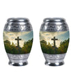 Classic Jesus Christ cross Memorial Urn, 3 inch Metal Urn for ashes