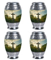 Classic Jesus Christ cross Memorial Urn, 3 inch Metal Urn for ashes