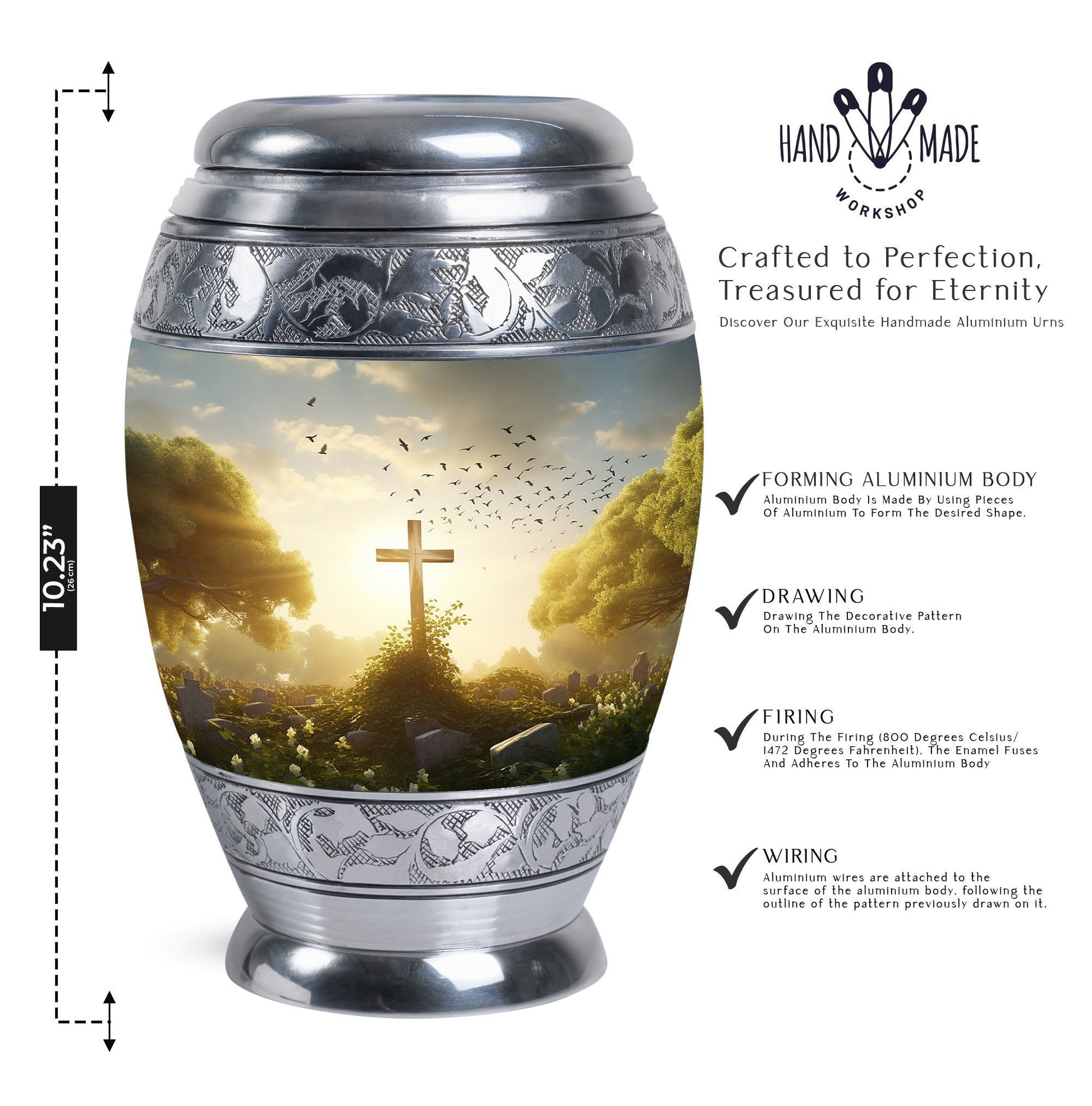 Large Holy Cross Cremation Urn for human ashes.