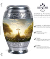 Large Holy Cross Cremation Urn for human ashes.