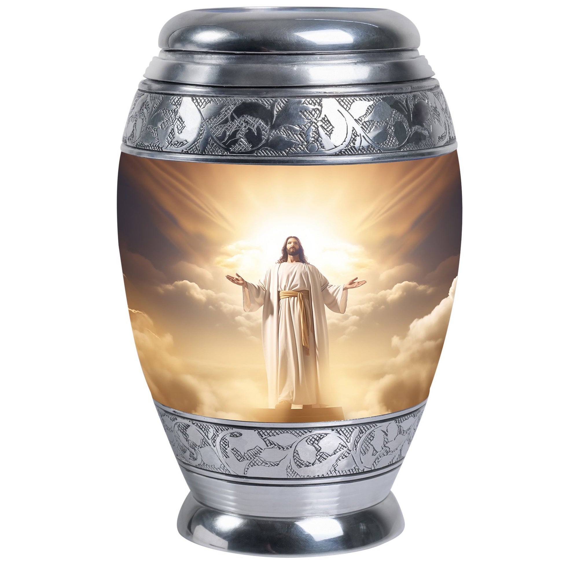 Classic 3-inch Jesus Christ cross cremation urn in aluminium