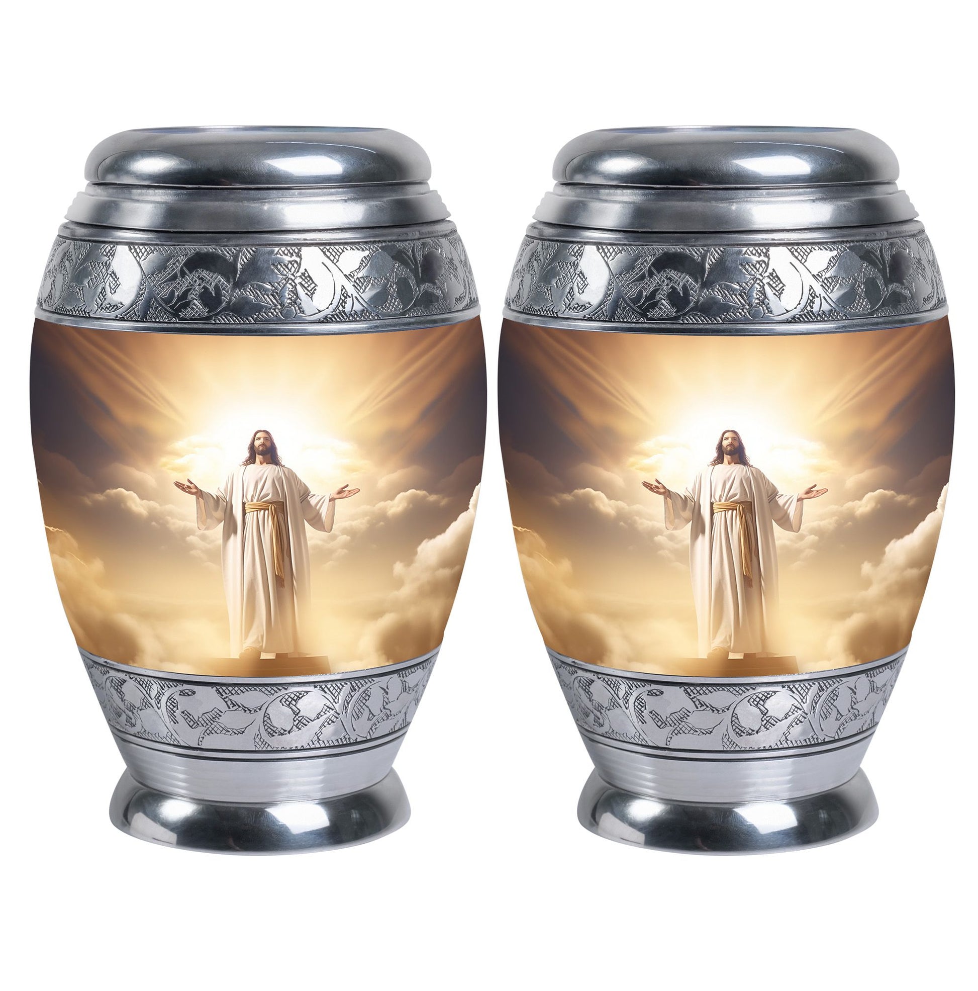 Classic 3-inch Jesus Christ cross cremation urn in aluminium