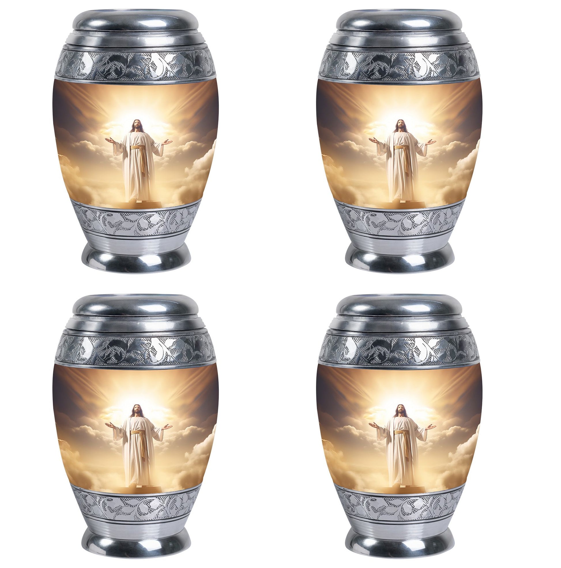 Classic 3-inch Jesus Christ cross cremation urn in aluminium