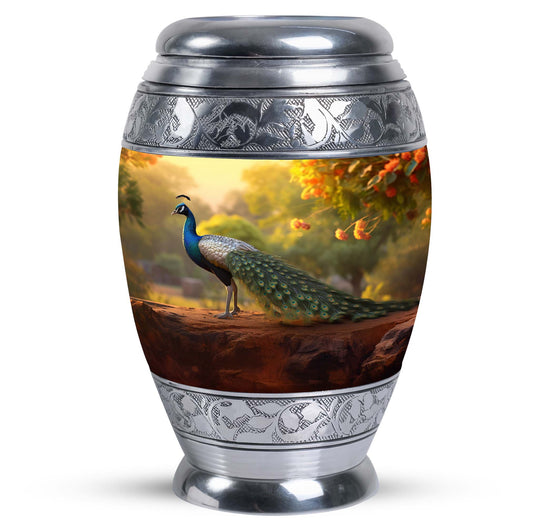 Classic Peacock Urn, designed for human ashes.