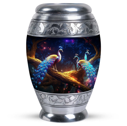 Peacock Memorial Urn, aluminium-made, weighs 3.3 pounds