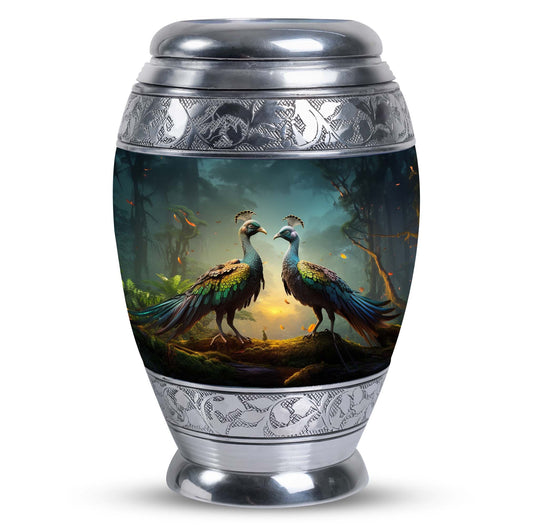 Peacock Urn for Human Ashes with Personalization Options