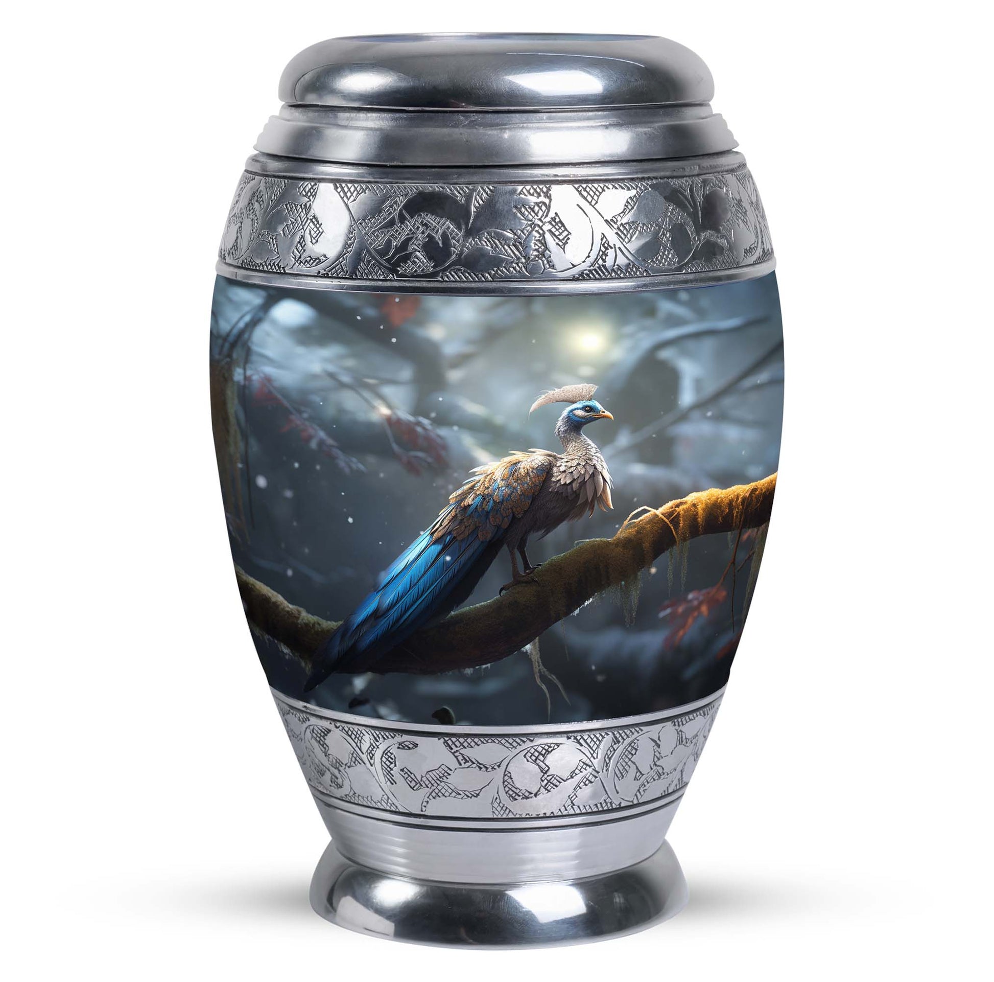 Classic Aluminium Peacock Memorial Urn for ash containment