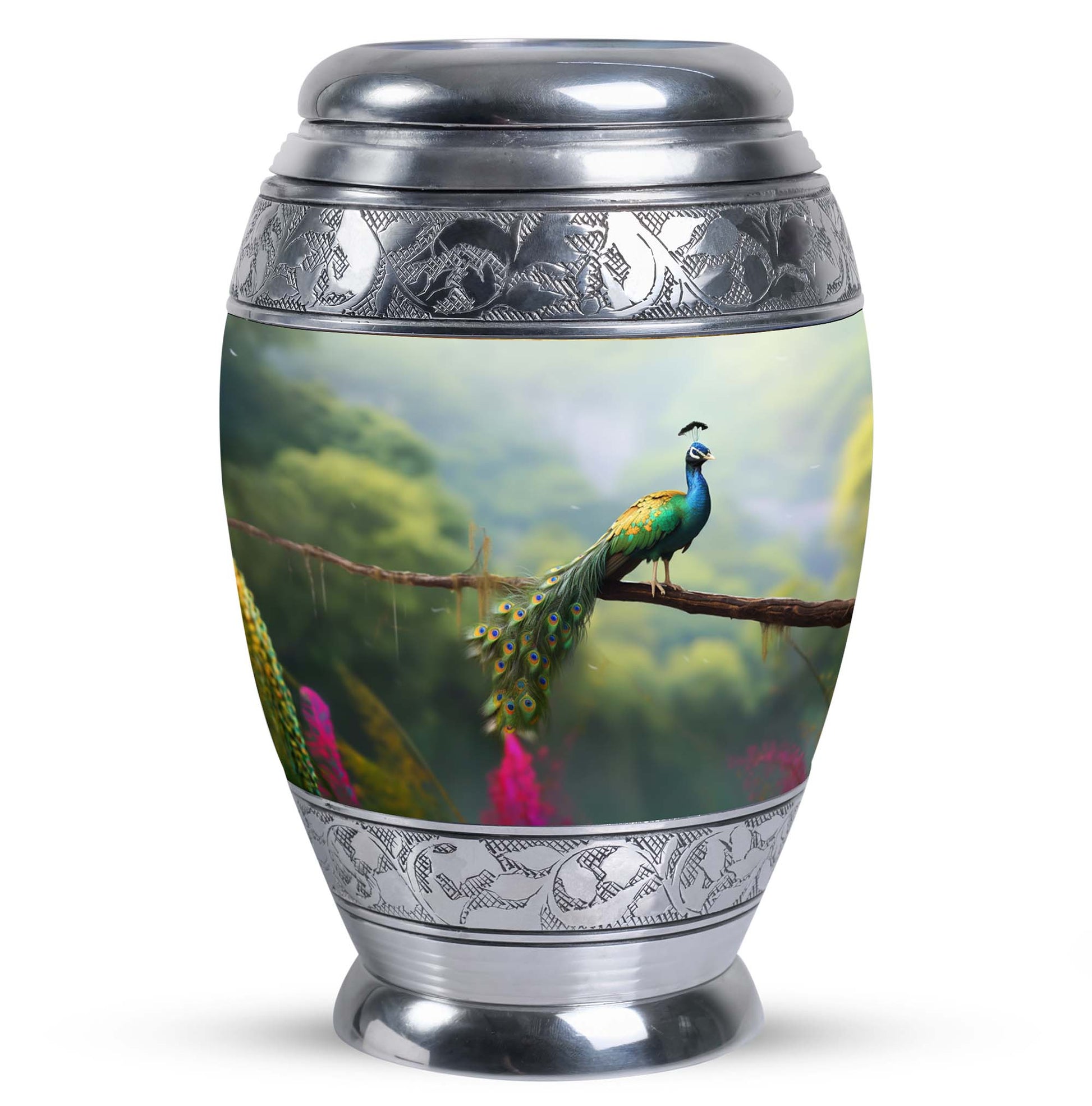 Classic Peacock Urn for ashes, offering personalization Urn.