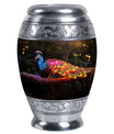 Classic Peacock Urn for ashes, Large Aluminium Memorial Urn