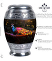 Classic Peacock Urn for ashes, Large Aluminium Memorial Urn