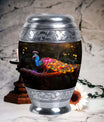 Classic Peacock Urn for ashes, Large Aluminium Memorial Urn