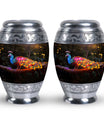 Classic Peacock Urn for ashes, Large Aluminium Memorial Urn