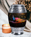 Classic Peacock Urn for ashes, Large Aluminium Memorial Urn