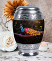 Classic Peacock Urn for ashes, Large Aluminium Memorial Urn