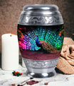 Classic 3-inch Peacock Cremation Urn, large aluminium urn