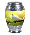 Classic Dove Urn for Ashes, large aluminium cremation urn