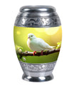 Classic Dove Urn for Ashes, large aluminium cremation urn