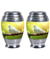 Classic Dove Urn for Ashes, large aluminium cremation urn