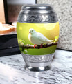 Classic Dove Urn for Ashes, large aluminium cremation urn