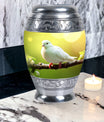 Classic Dove Urn for Ashes, large aluminium cremation urn